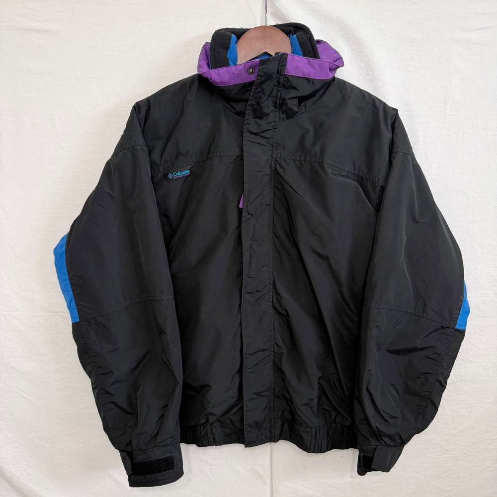 Vintage Columbia Bugaboo 3 in 1 Ski Jacket Coat Men M Black Purple Blue USA 90s